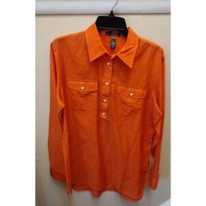 Lauren Ralph Lauren Orange Button-Down Long Sleeve Shirt